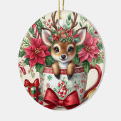 Kerstmug Rendier 2 Keramisch Ornament (Links)