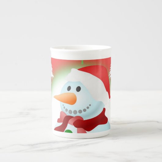 Kerstmug Sneeuwman Porselein Kop (Voorkant)