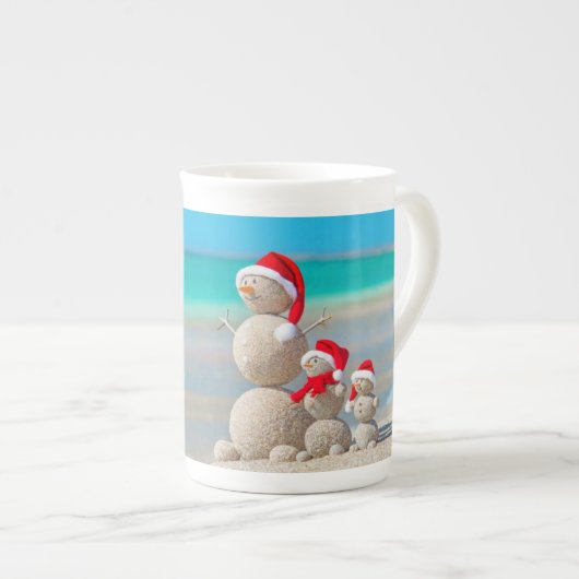 Kerstmug Sneeuwman Porselein Kop (Voorkant rechts)