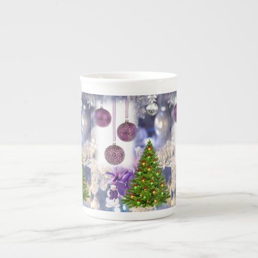 Kerstmug Sneeuwman Porselein Kop (Voorkant)