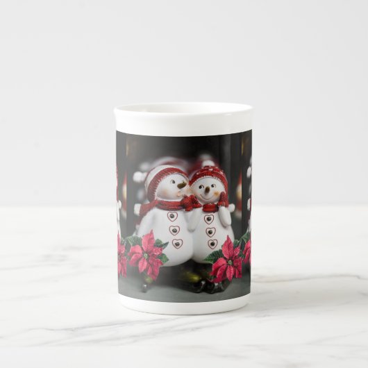 Kerstmug Sneeuwman Porselein Kop (Voorkant)