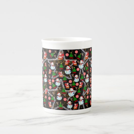 Kerstmug Sneeuwman Porselein Kop (Voorkant)