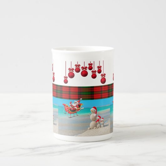 Kerstmug Sneeuwman Porselein Kop (Voorkant)