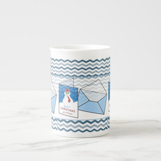 Kerstmug Sneeuwman Porselein Kop (Voorkant)