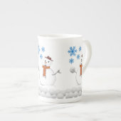 Kerstmug Sneeuwman Porselein Kop (Voorkant rechts)