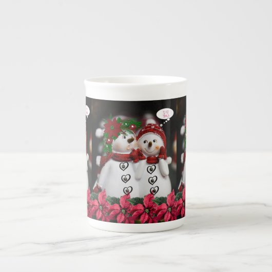 Kerstmug Sneeuwman Porselein Kop (Voorkant)