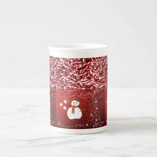 Kerstmug Sneeuwman Porselein Kop (Voorkant)