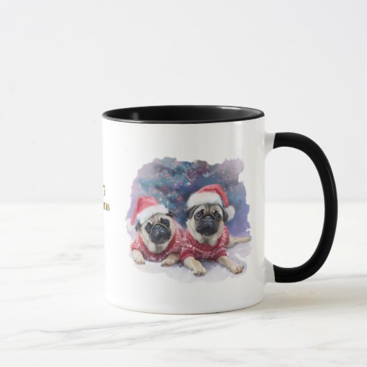 Kerstmug voor hondenliefhebbers/Pug Mok (Rechts)