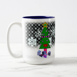 Kerstmug voor nieuwsgierigen tweekleurige koffiemok