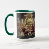 Kerstmug 'Vrede op aarde' AI gebruikt Mok (Links)