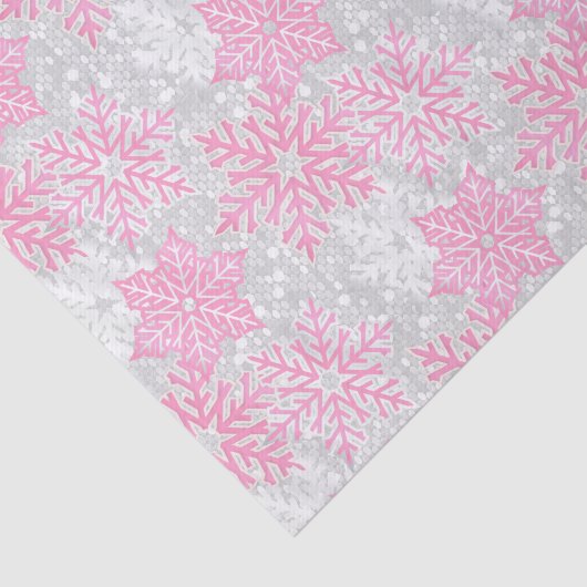kerstmuggezifterroze en witte sneeuwvlokken tissuepapier (Detail)