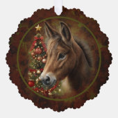 Kerstmuilezel vakantie wenst papier Ornament Kaart (Voorkant)