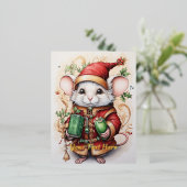 Kerstmuis 1 folie feestdagen briefkaart (Staand Voorkant)