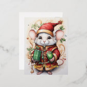 Kerstmuis 1 folie feestdagen briefkaart (Voorkant / Achterkant)