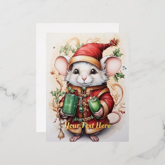 Kerstmuis 1 folie feestdagen briefkaart (Voorkant / Achterkant)