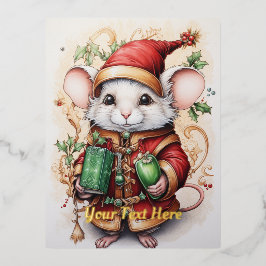 Kerstmuis 1 folie feestdagen briefkaart