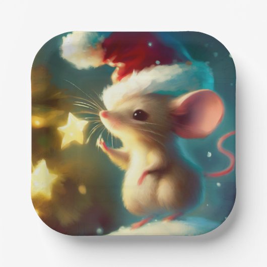 Kerstmuis 1 papieren bordje (Voorkant)
