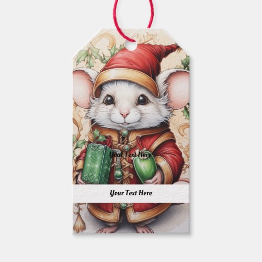 Kerstmuis 1 Uw tekst hier Cadeaulabel (Voorkant)