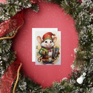 Kerstmuis 2 folie feestdagen briefkaart