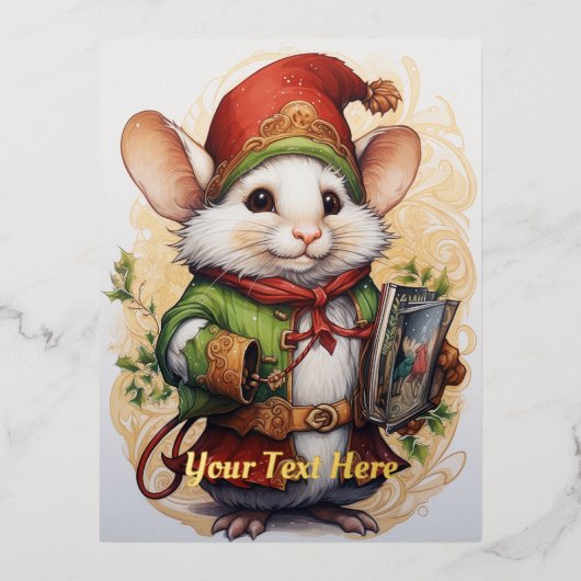 Kerstmuis 2 folie feestdagen briefkaart (Voorkant)