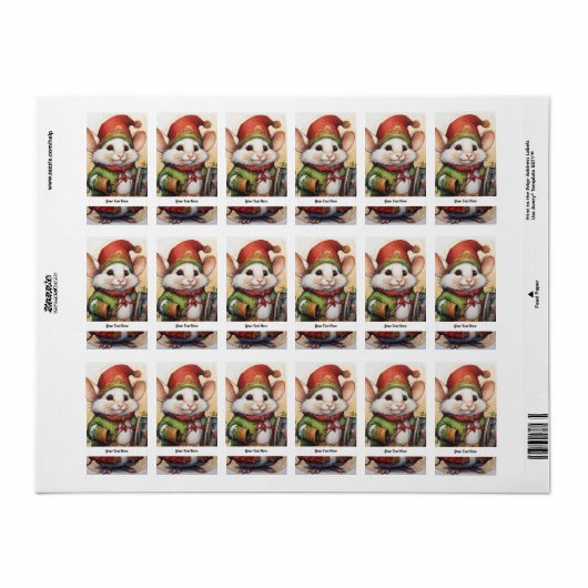 Kerstmuis 2 Jouw tekst hier Etiket (Full Sheet)