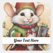 Kerstmuis 2 Jouw tekst hier Vierkante Sticker (Voorkant)