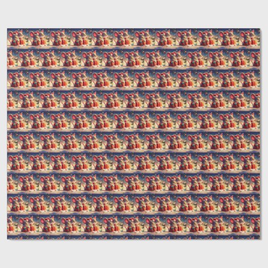 Kerstmuis 3 cadeaupapier (Vlak)