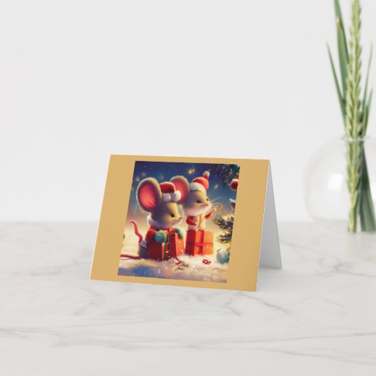 Kerstmuis 3 feestdagen kaart (Voorkant)