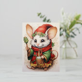 Kerstmuis 3 folie feestdagen briefkaart (Staand Voorkant)