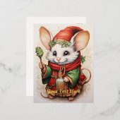 Kerstmuis 3 folie feestdagen briefkaart (Voorkant / Achterkant)