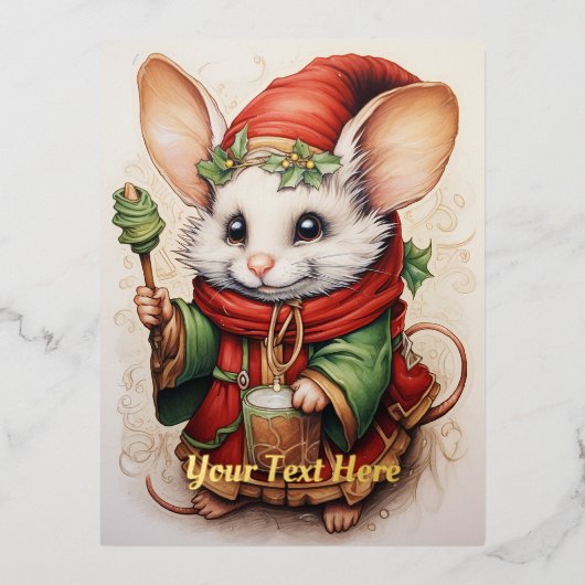Kerstmuis 3 folie feestdagen briefkaart (Voorkant)