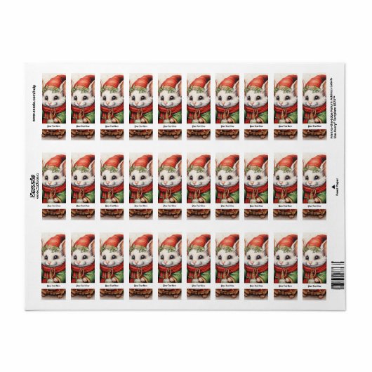Kerstmuis 3 Jouw tekst hier Etiket (Full Sheet)