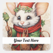 Kerstmuis 3 Jouw tekst hier Vierkante Sticker (Voorkant)
