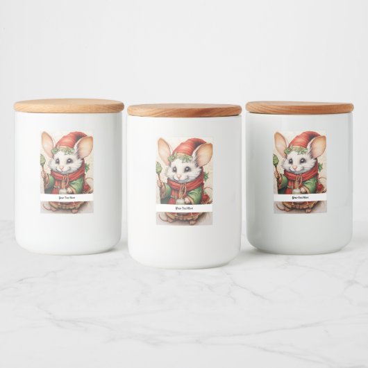 Kerstmuis 3 Jouw tekst hier Voedselcontainer Etiket (Flessen)