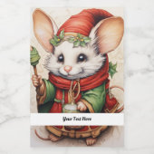 Kerstmuis 3 Jouw tekst hier Voedselcontainer Etiket (Enkel label)