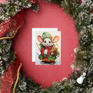 Kerstmuis 46 folie feestdagen briefkaart