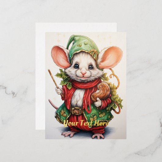 Kerstmuis 46 folie feestdagen briefkaart (Voorkant / Achterkant)