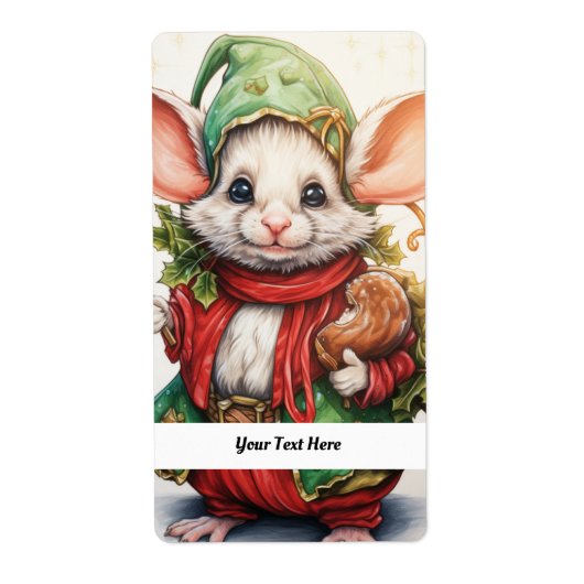 Kerstmuis 46 Jouw tekst hier Etiket (Voorkant)