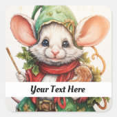 Kerstmuis 46 Jouw tekst hier Vierkante Sticker (Voorkant)