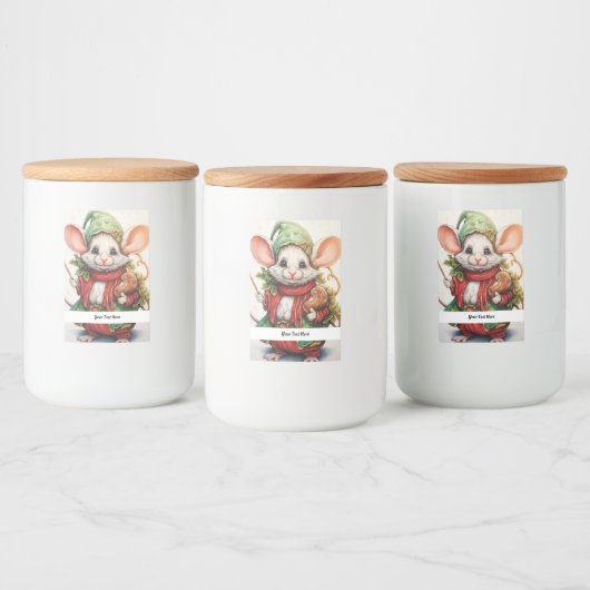 Kerstmuis 46 Jouw tekst hier Voedselcontainer Etiket (Flessen)