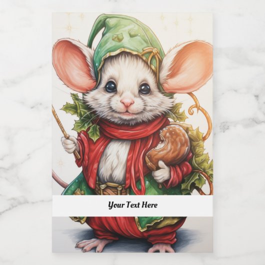 Kerstmuis 46 Jouw tekst hier Voedselcontainer Etiket (Enkel label)