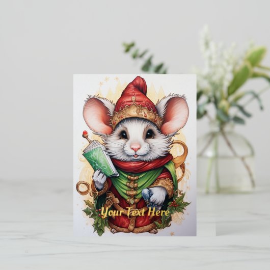 Kerstmuis 47 folie feestdagen briefkaart (Staand Voorkant)