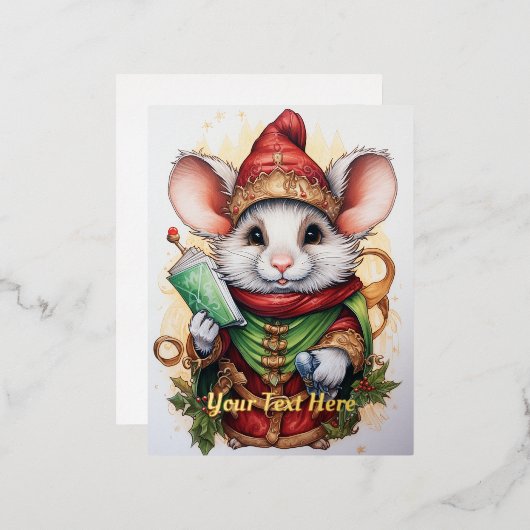 Kerstmuis 47 folie feestdagen briefkaart (Voorkant / Achterkant)