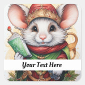 Kerstmuis 47 Jouw tekst hier Vierkante Sticker (Voorkant)