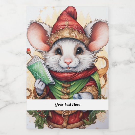 Kerstmuis 47 Jouw tekst hier Voedselcontainer Etiket (Enkel label)