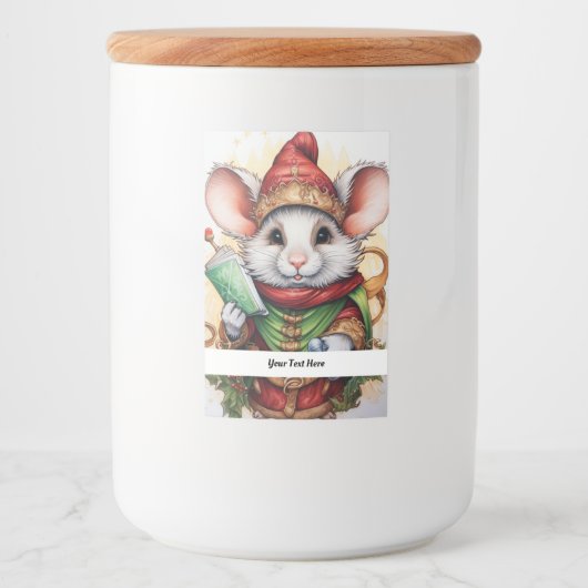 Kerstmuis 47 Jouw tekst hier Voedselcontainer Etiket (Voorkant)