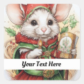 Kerstmuis 48 Jouw tekst hier Vierkante Sticker (Voorkant)