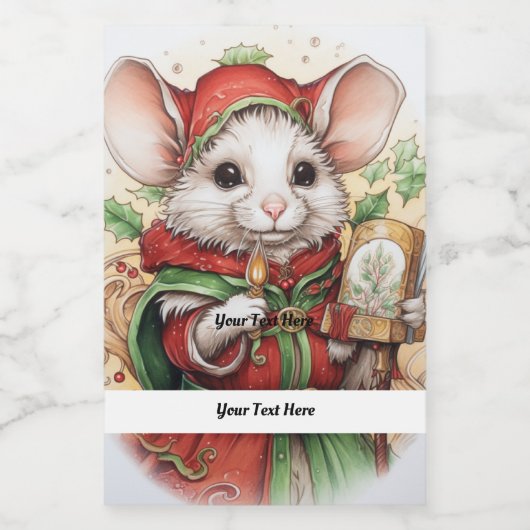 Kerstmuis 48 Jouw tekst hier Voedselcontainer Etiket (Enkel label)