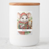 Kerstmuis 48 Jouw tekst hier Voedselcontainer Etiket (Voorkant)