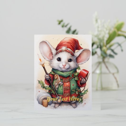 Kerstmuis 49 folie feestdagen briefkaart (Staand Voorkant)